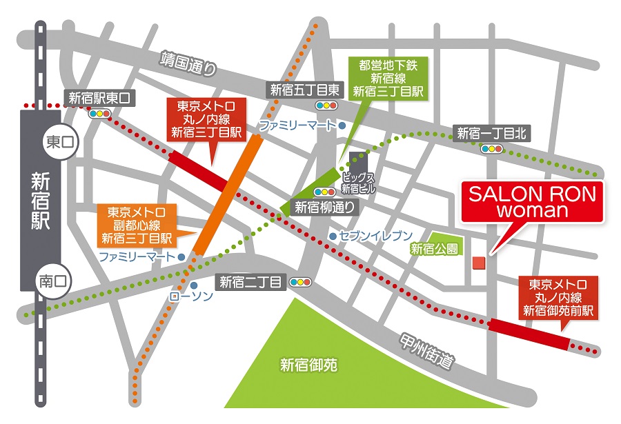 新宿 脱毛 RON woman（地図）
